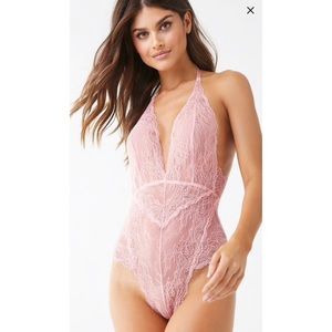 Sheer Floral Lace Y-Back Teddy